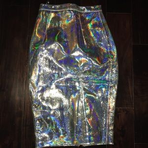 New Real Leather HOCB Metallic Skirt